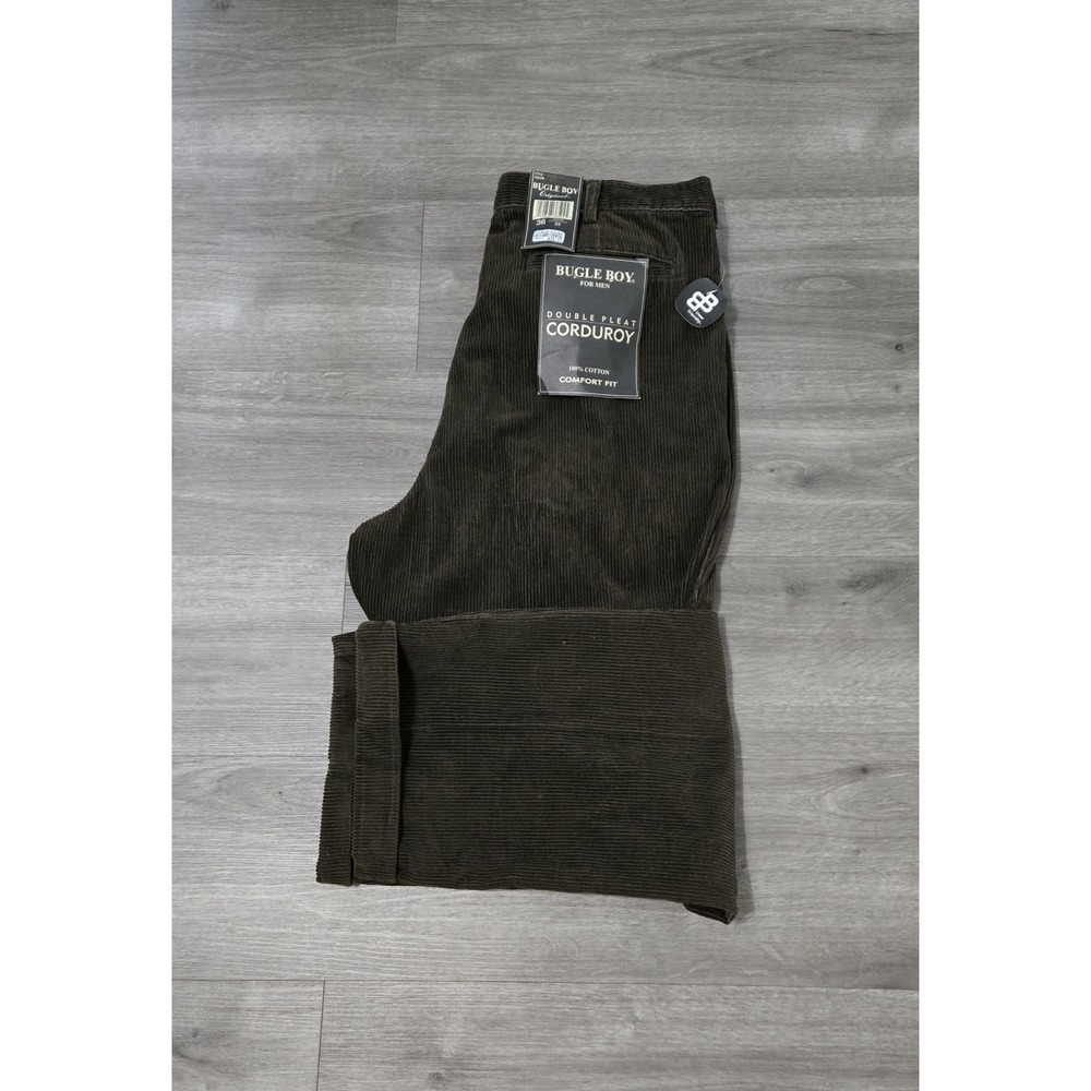 Vintage Bugle Boy Corduroy Pants Men 36x31 Brown Baggy 90s Y2K Wide Wale NWT